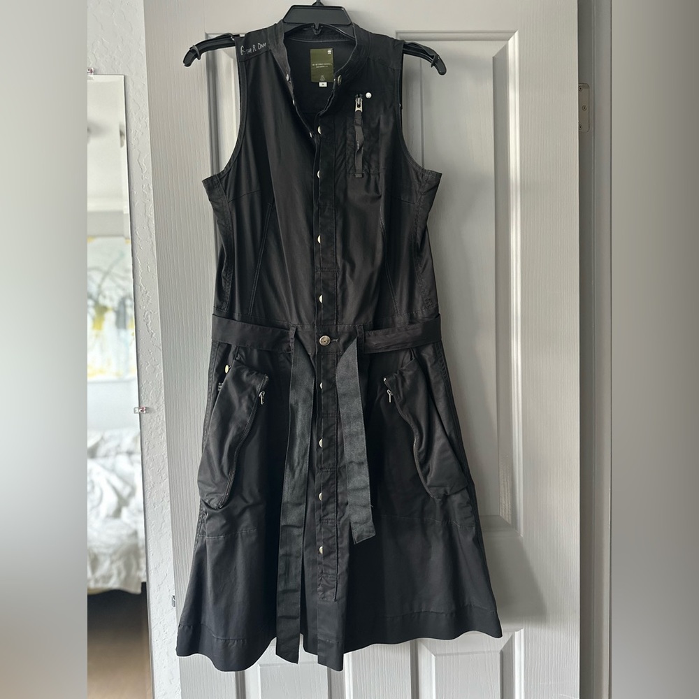 G-Star black cotton satin dress